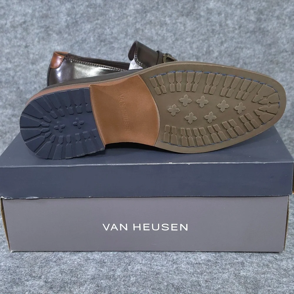 Van‎ Heusen Grayson Mens Brown Bit Loafers Memory Foam Dress Shoe Size 9.5M